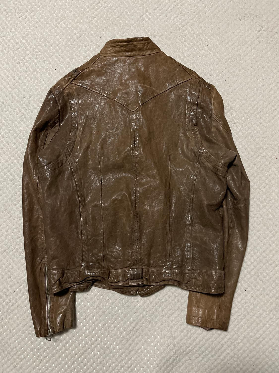 광희시장 웨스턴 무드 램스킨 양가죽 절개 레더 자켓 상품이미지2