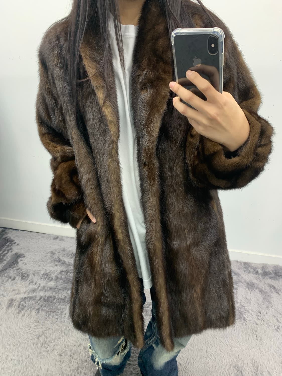 사가 밍크 테디 브라운 코트 상품이미지1