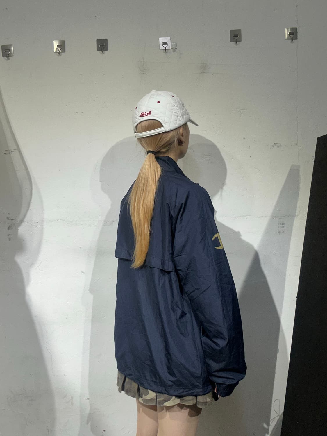 챔피온 네이비 오버핏 올드스쿨 바람막이 자켓 M 상품이미지3