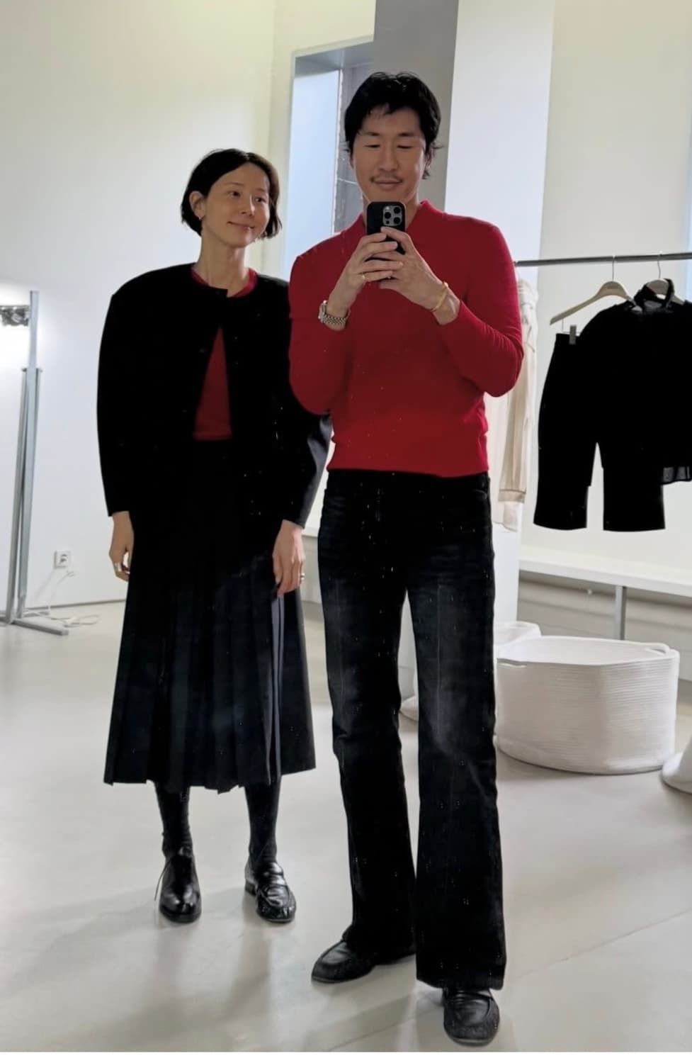 허즈밴드파리 플레어진 워시드 블랙팬츠 상품이미지2