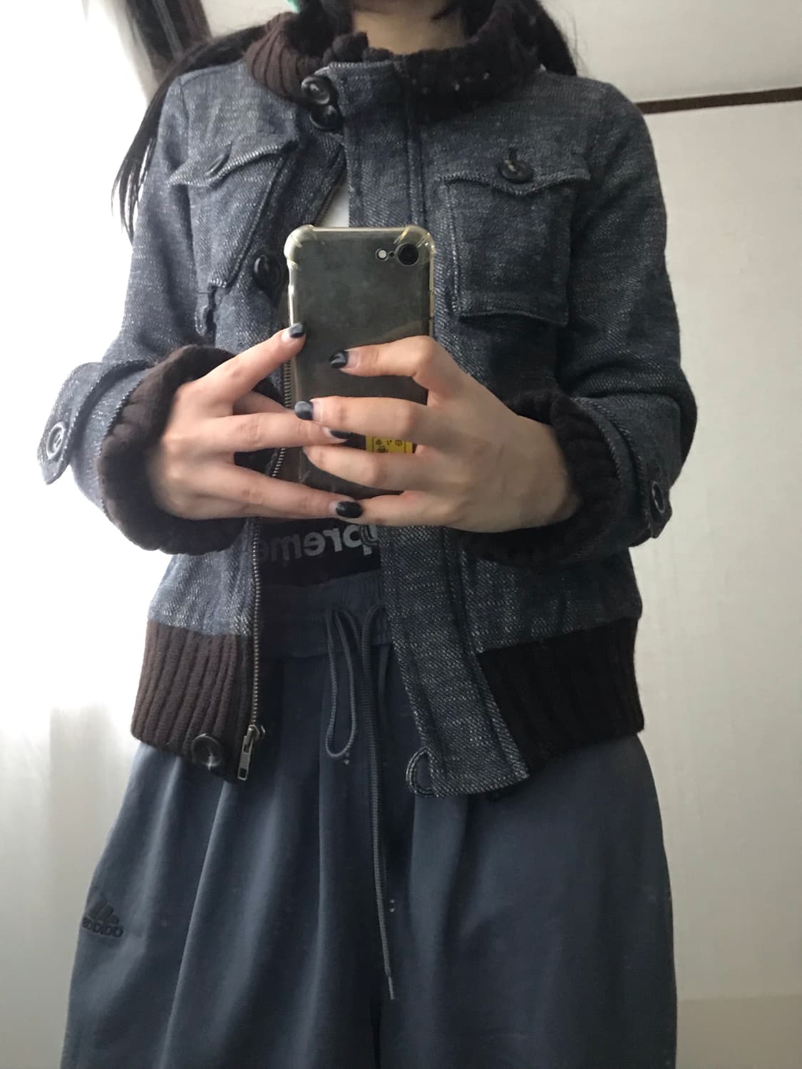 빈티지 더블 데님 니트집업 상품이미지3