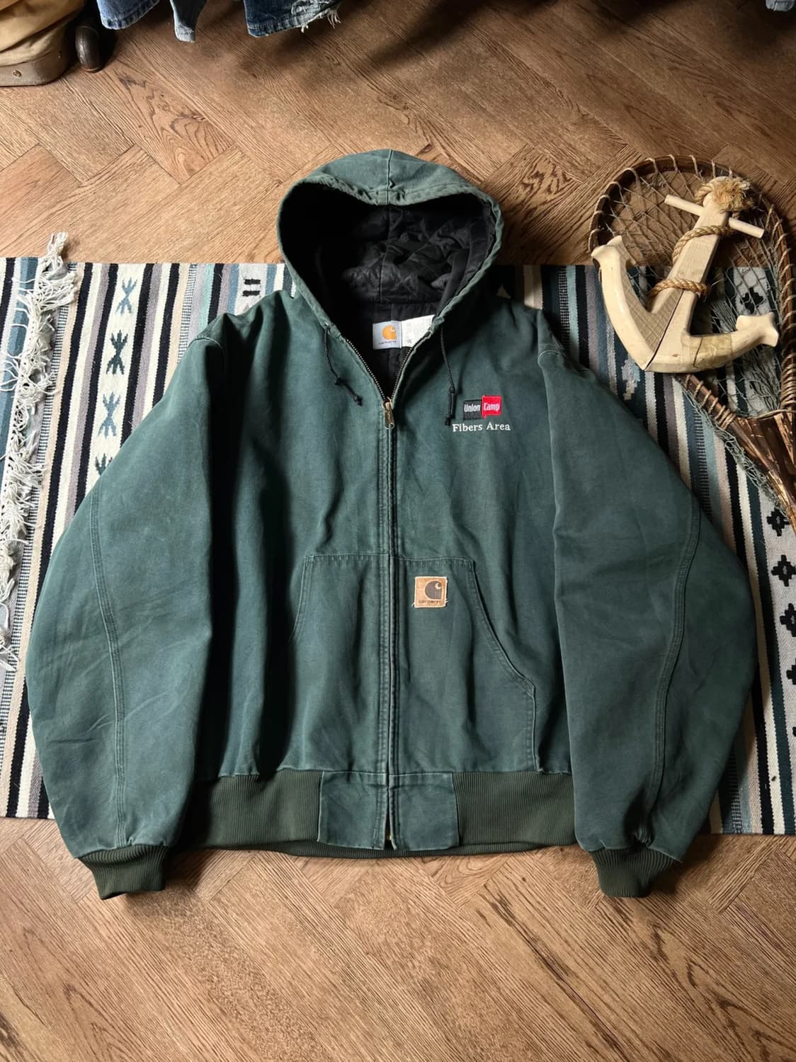 [2XL]90's 칼하트 USA J06 헌터그린 액티브 워크자켓 상품이미지1
