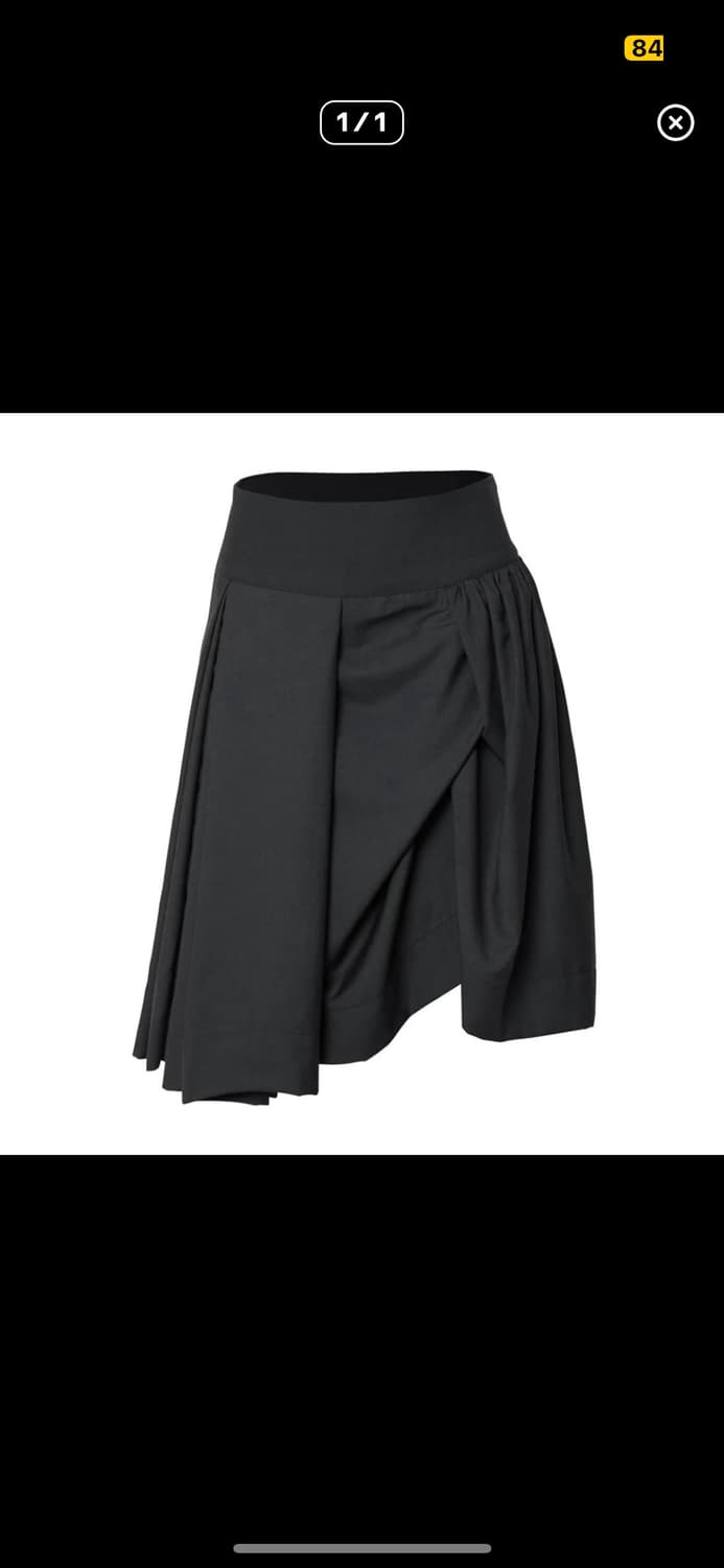 플레어업 드레이프 미디 스커트 차콜 Asymmetrical Draped 상품이미지1