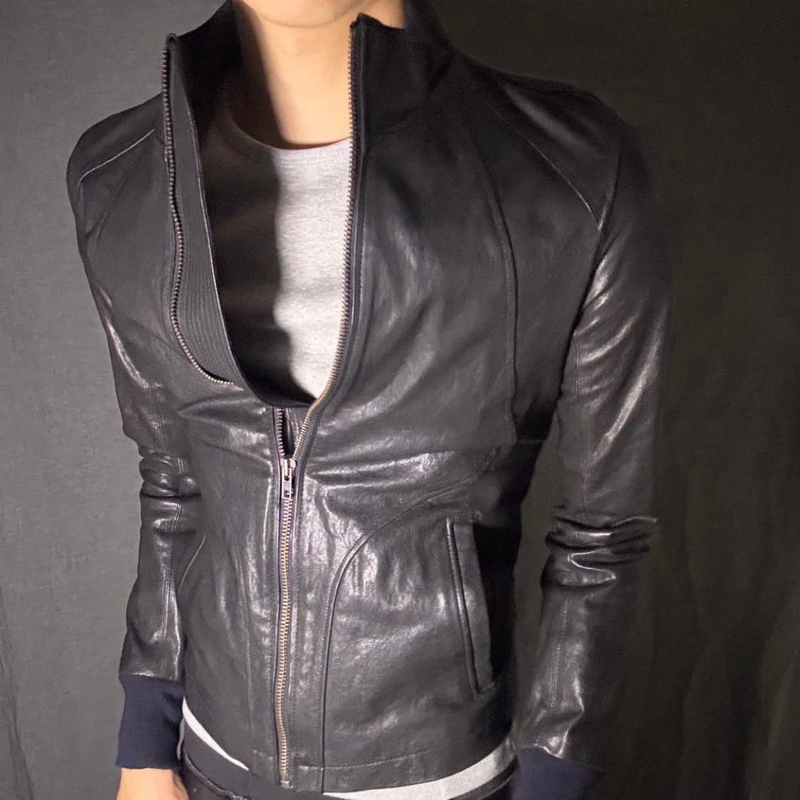 vintage black leather jacket 상품이미지5