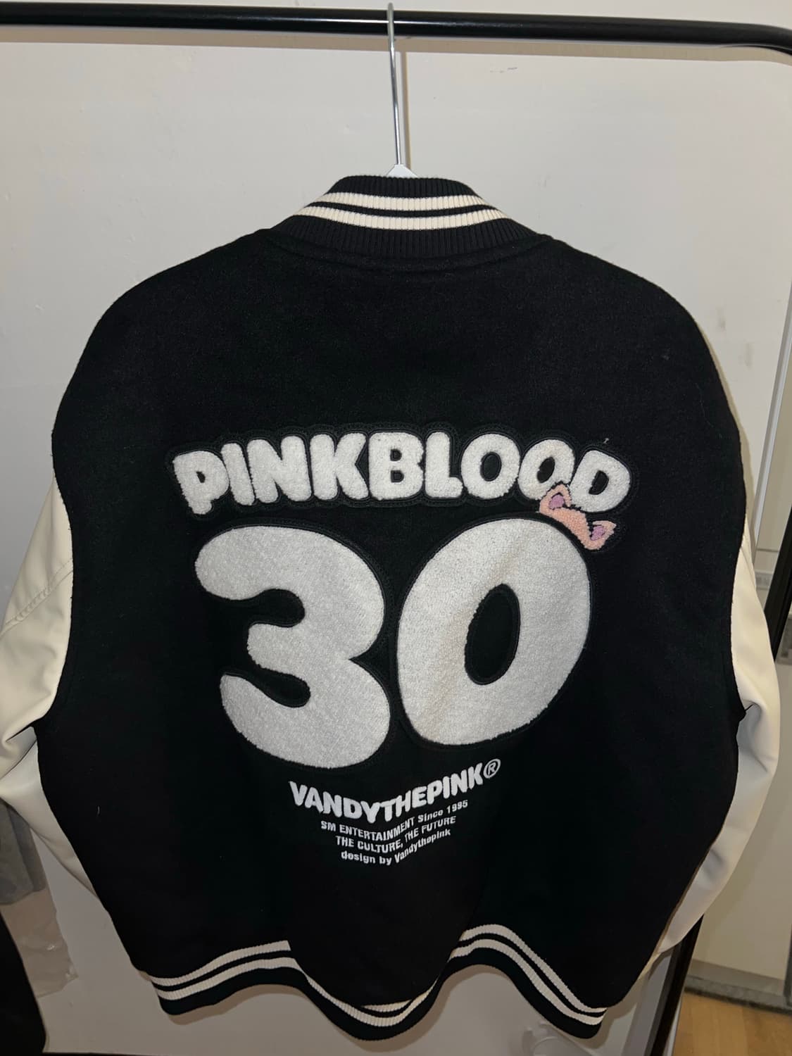 반디더핑크 sm엔터테이먼트 콜라보 바시티자켓 블랙 M사이즈 상품이미지2