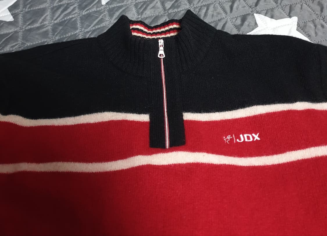 JDX 방풍 울 반집업 니트 레드 블랙 (XL) 상품이미지2