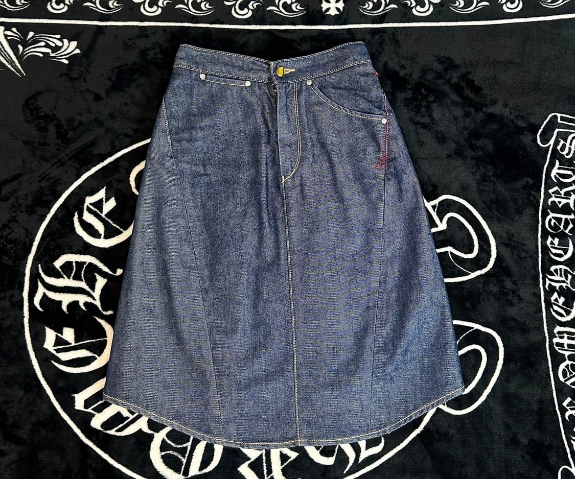 00s 리바이스 엔지니어드 빈티지 인디고 데님 미디스커트 상품이미지2