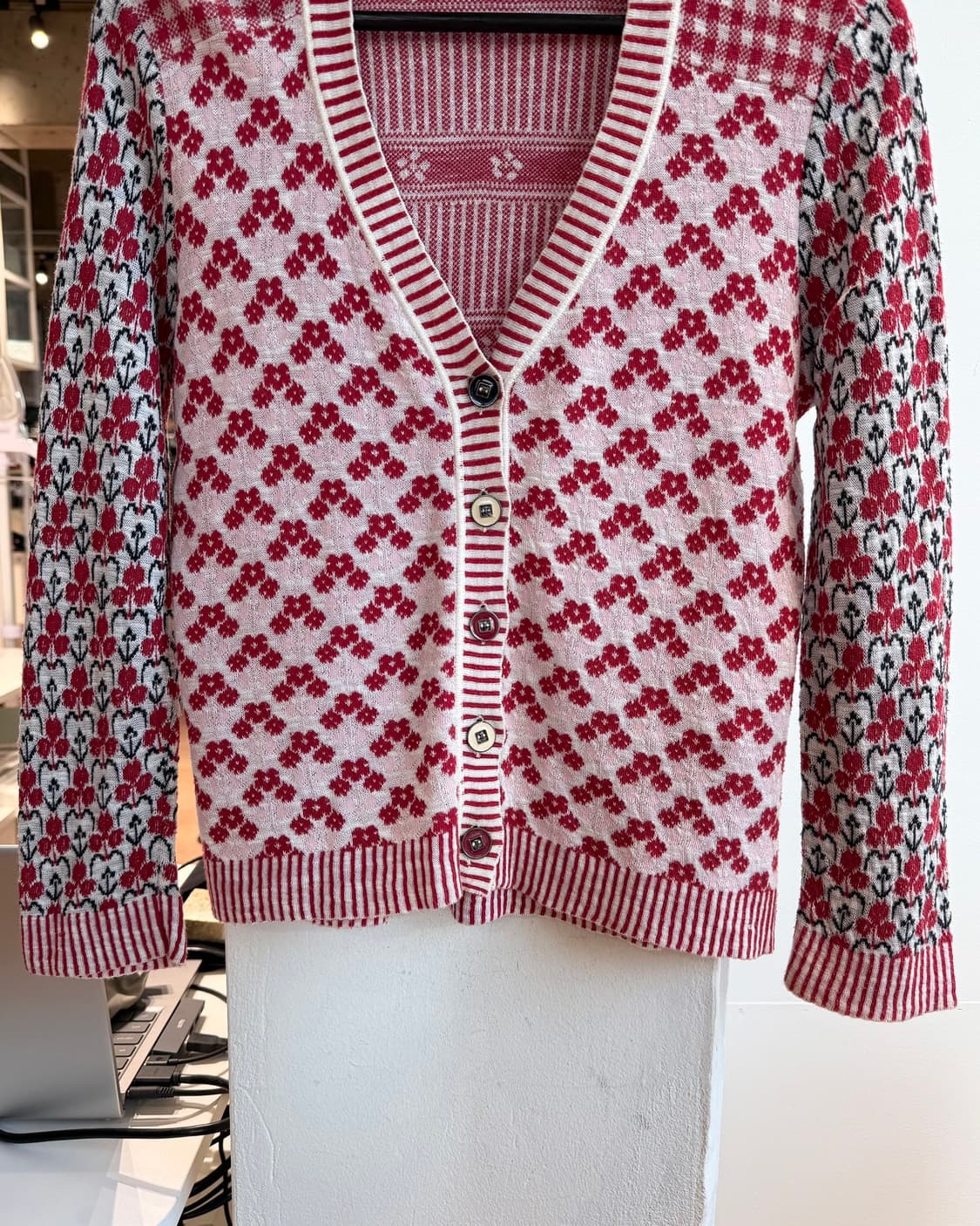 겐조 레드 플로랄 레이온혼방 가디건 상품이미지6