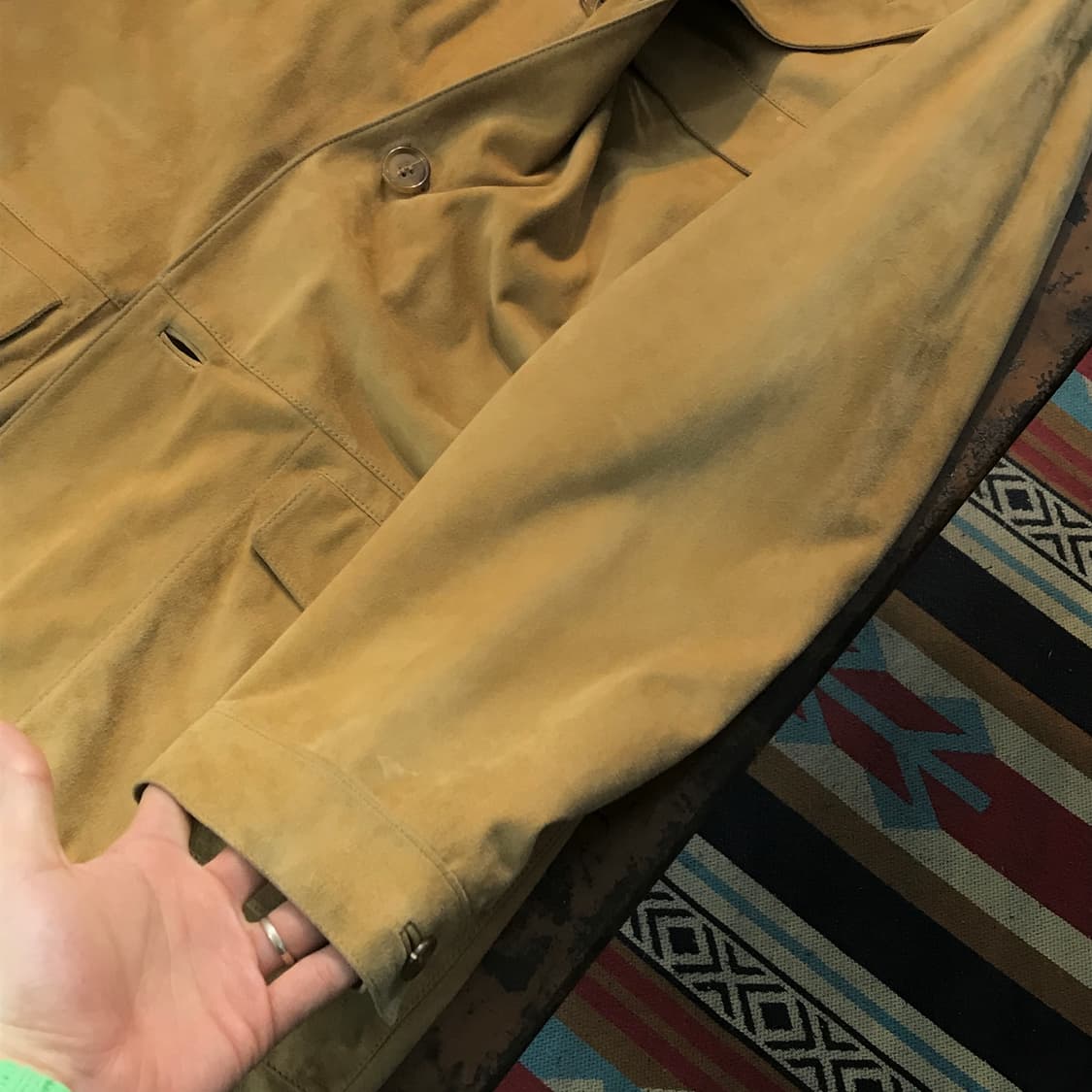 Italy Longhi 베이지 스웨이드 3버튼 자켓 남성 105 사이즈  상품이미지7