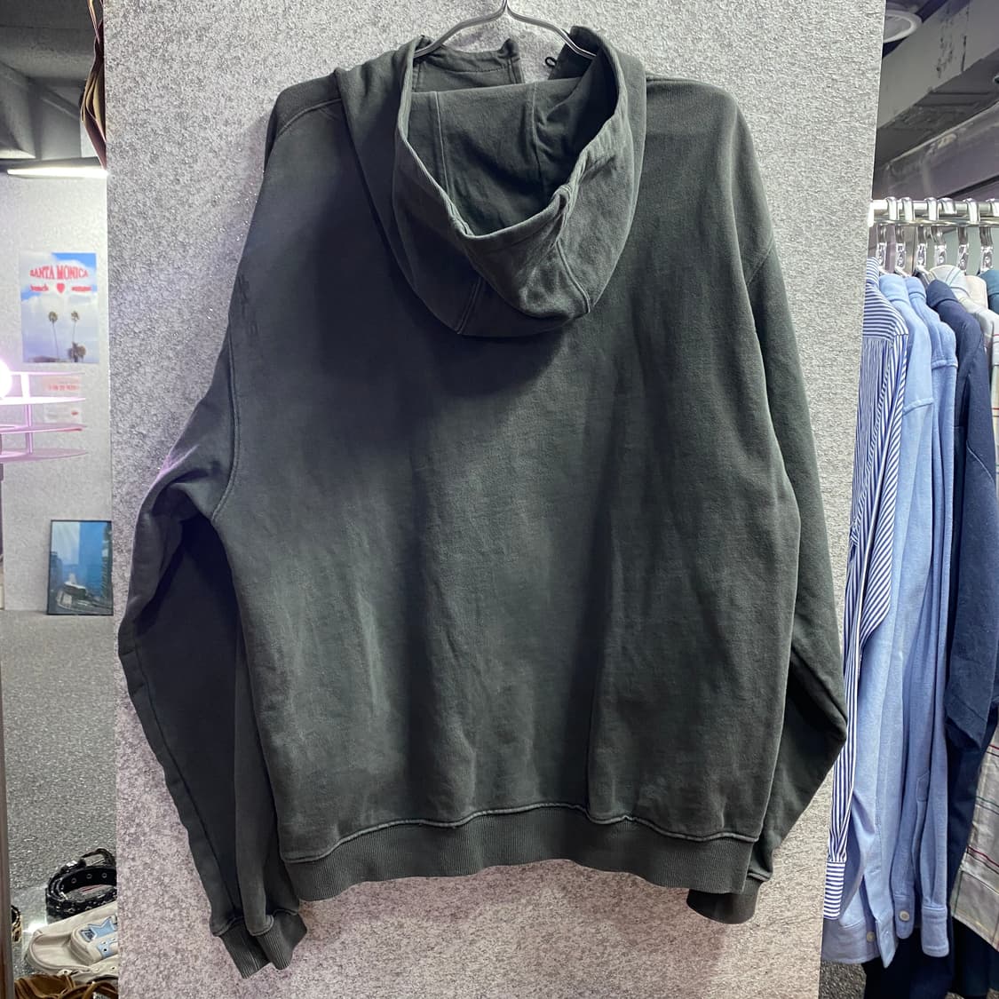 미스치프 사이드 버튼 차콜 워시드 후드티 B3911 상품이미지5