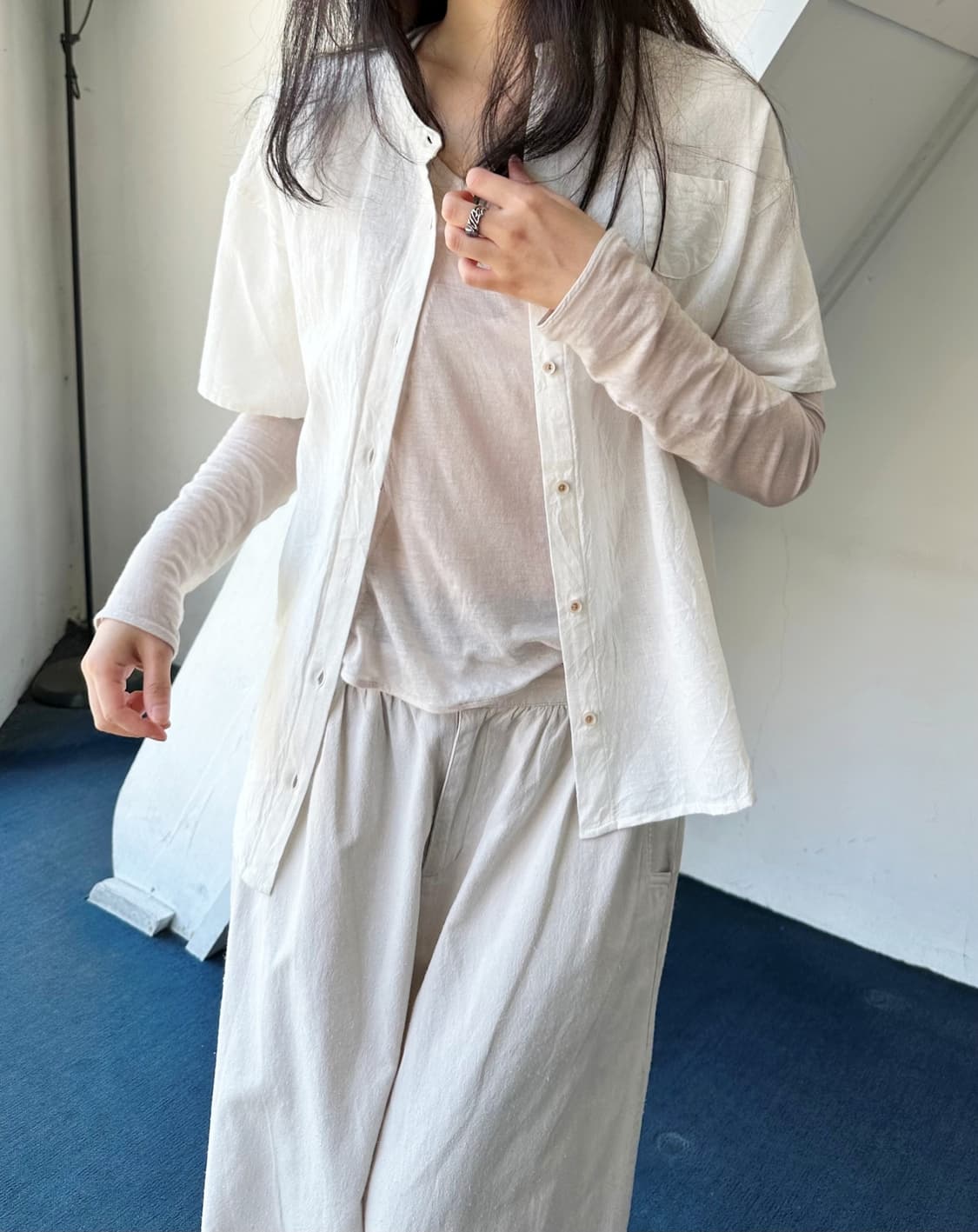 Cotton linen natural design shirt 상품이미지7