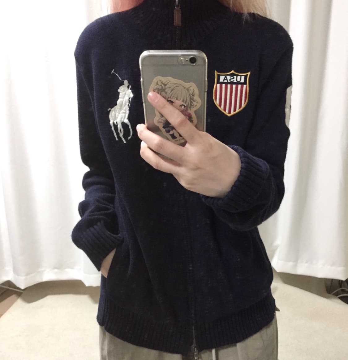 폴로 랄프로렌 네이비 빅포니 usa 니트 집업 상품이미지1