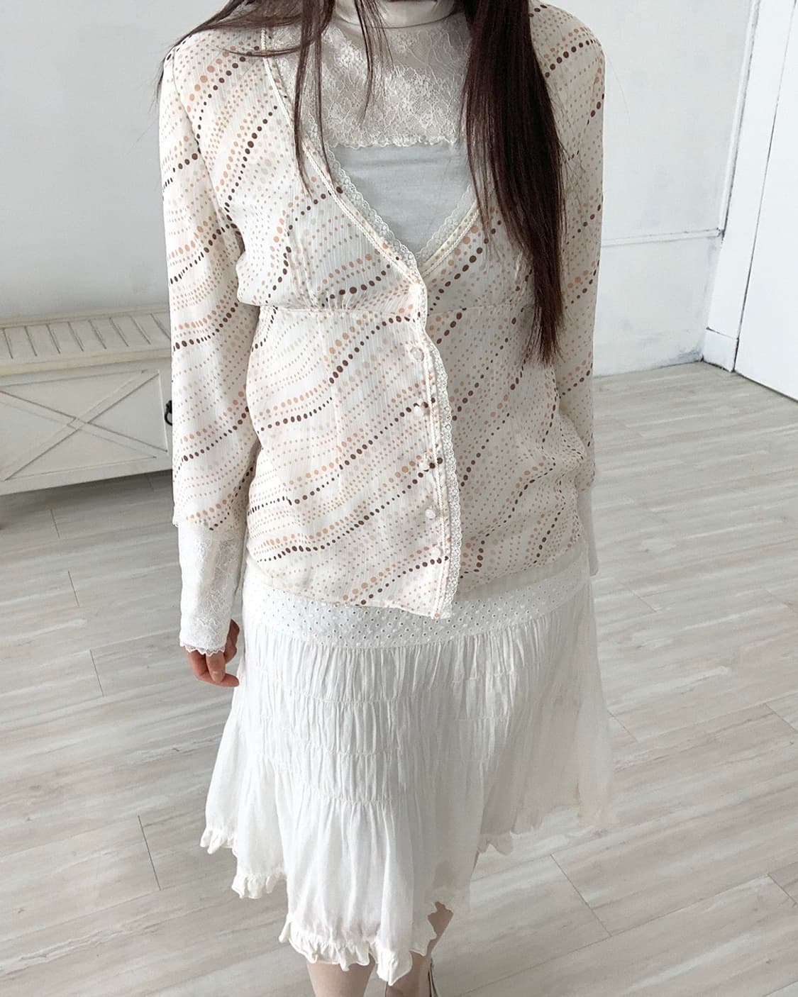 Ivory Embroidered Tiered Skirt 상품이미지5