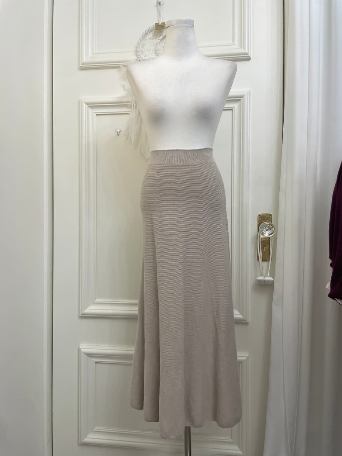 gray beige basic knit skirt(size-M) 상품이미지1