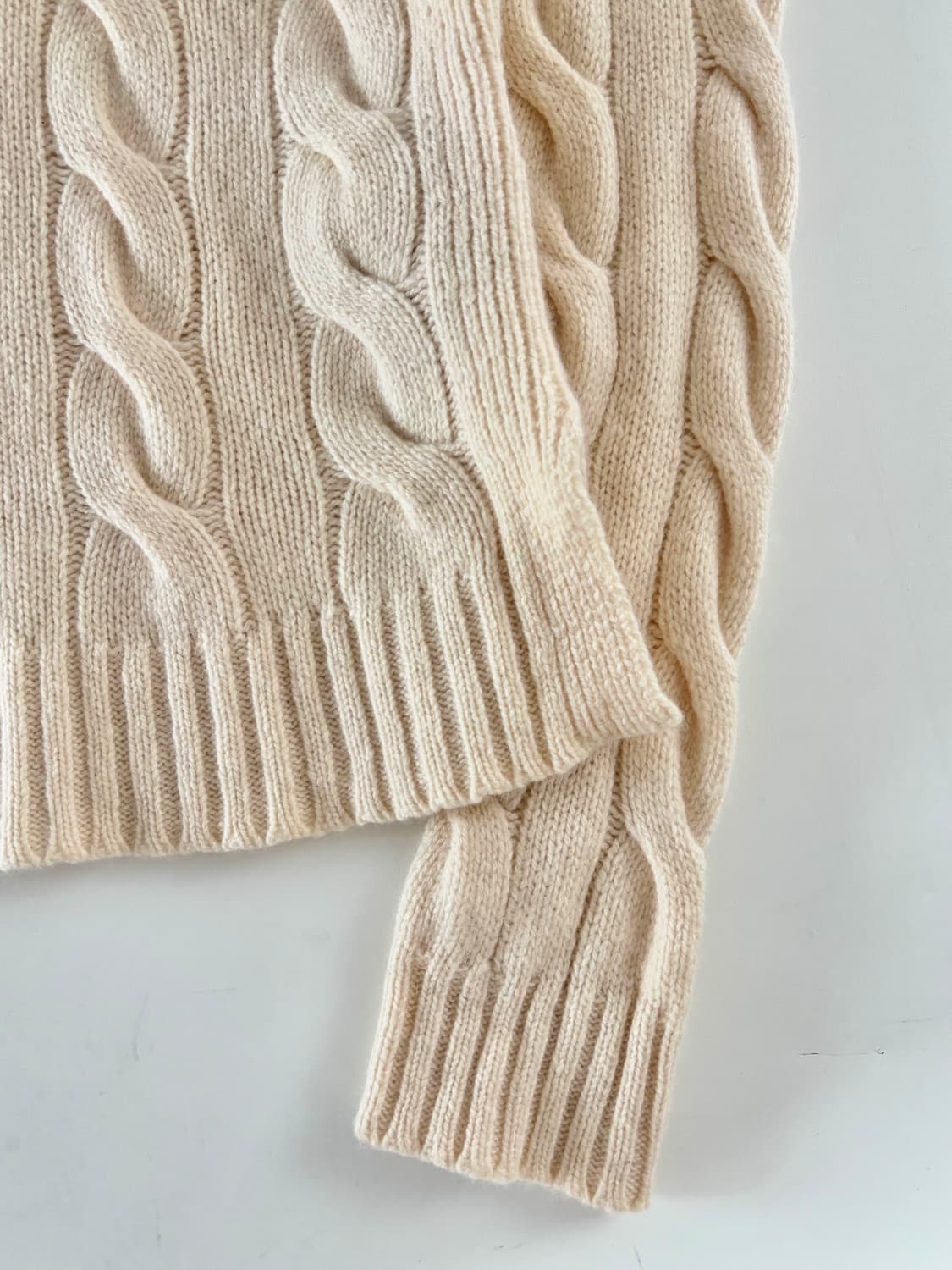 Polo 폴로 랄프로렌 신형 캐시미어10% 아이보리컬러 케이블 니트 상품이미지4