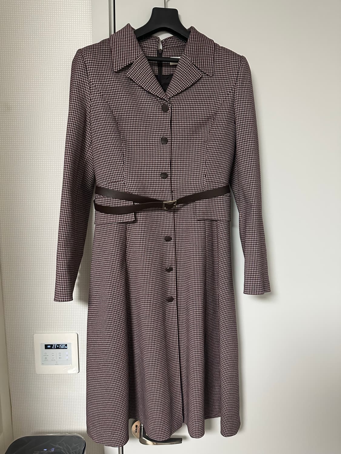 LINE 체크 패턴 롱 원피스 66사이즈 판매 상품이미지2