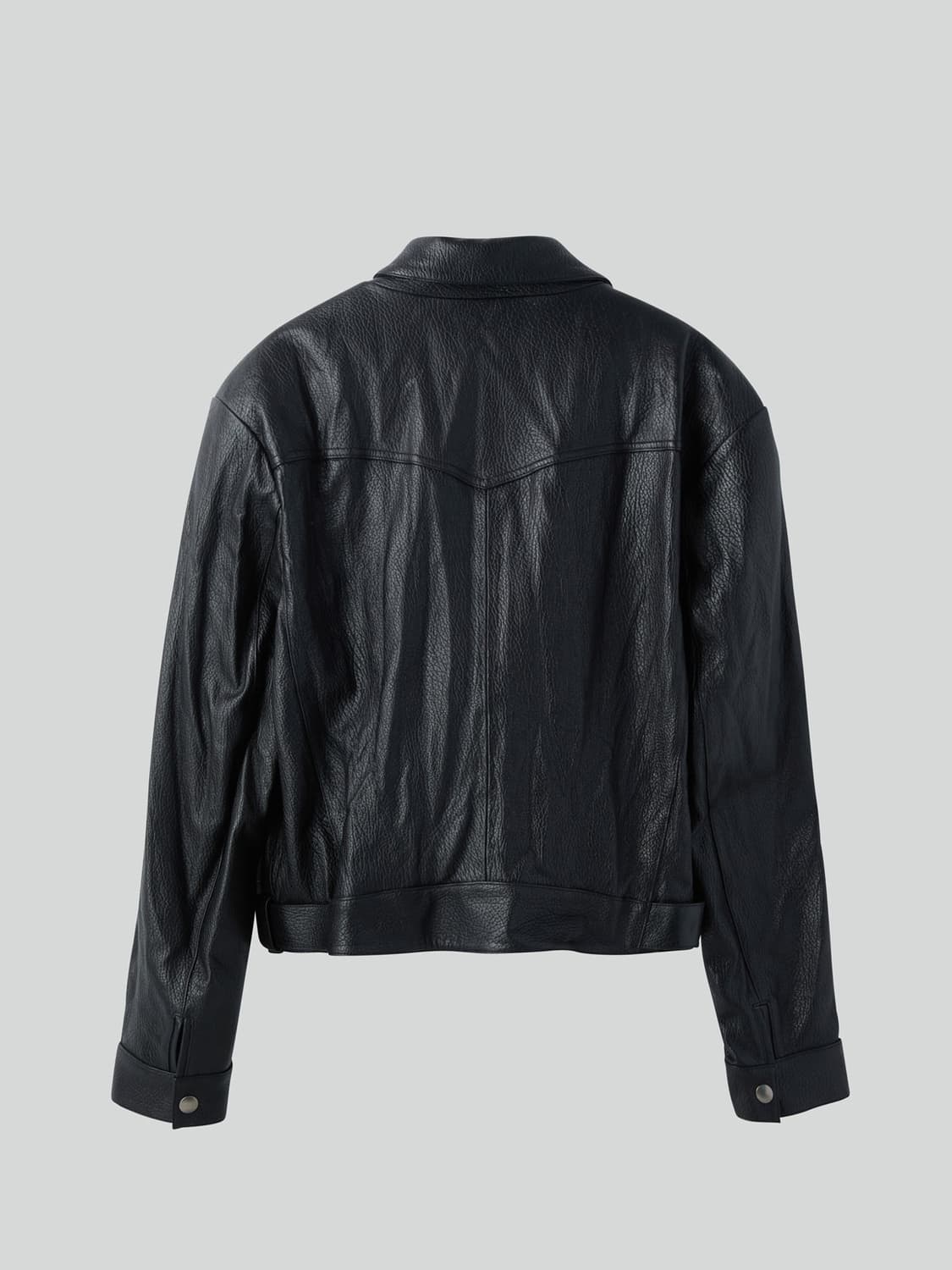 [새상품] 렉토 26SS 빈티지 이펙트 레더 바이커 점퍼 자켓 블랙 상품이미지2