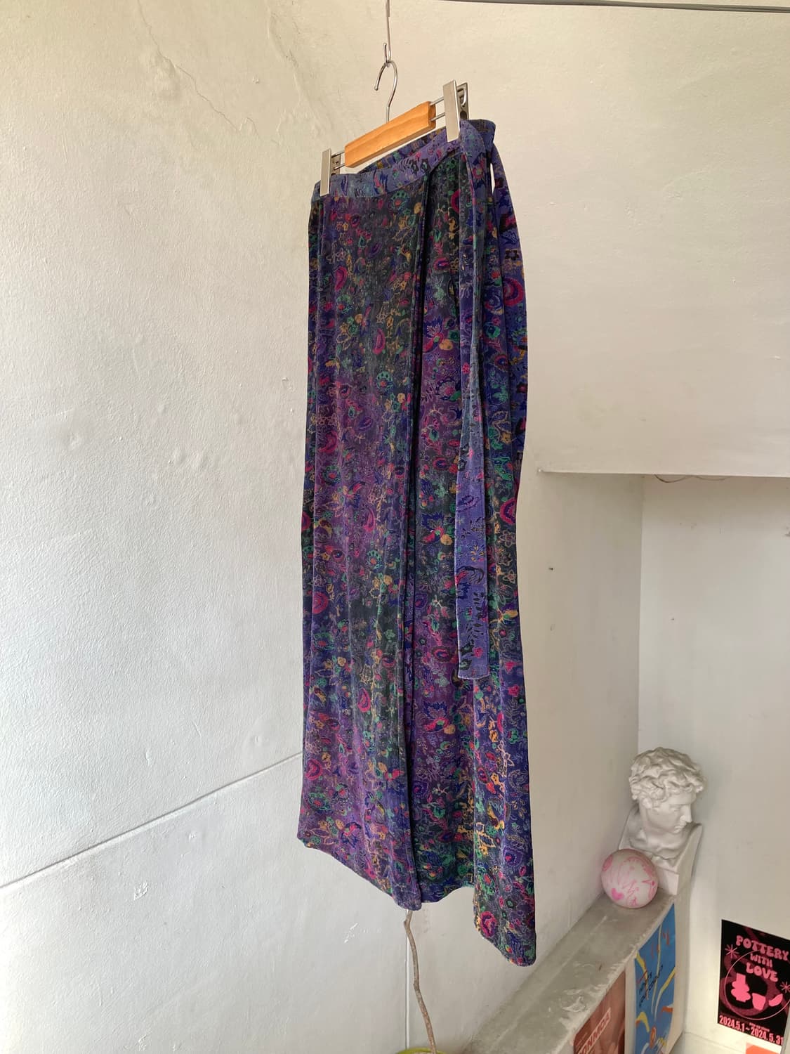 레트로 벨벳 패턴 랩 스커트 상품이미지4