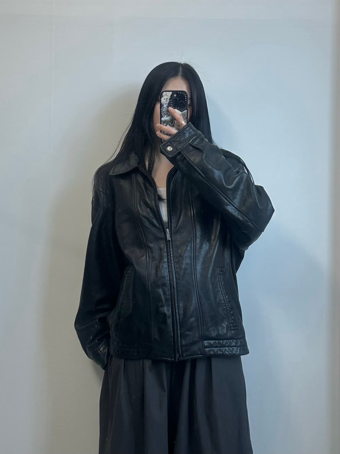 타미힐피거 양가죽 블랙 레더 자켓 상품이미지1