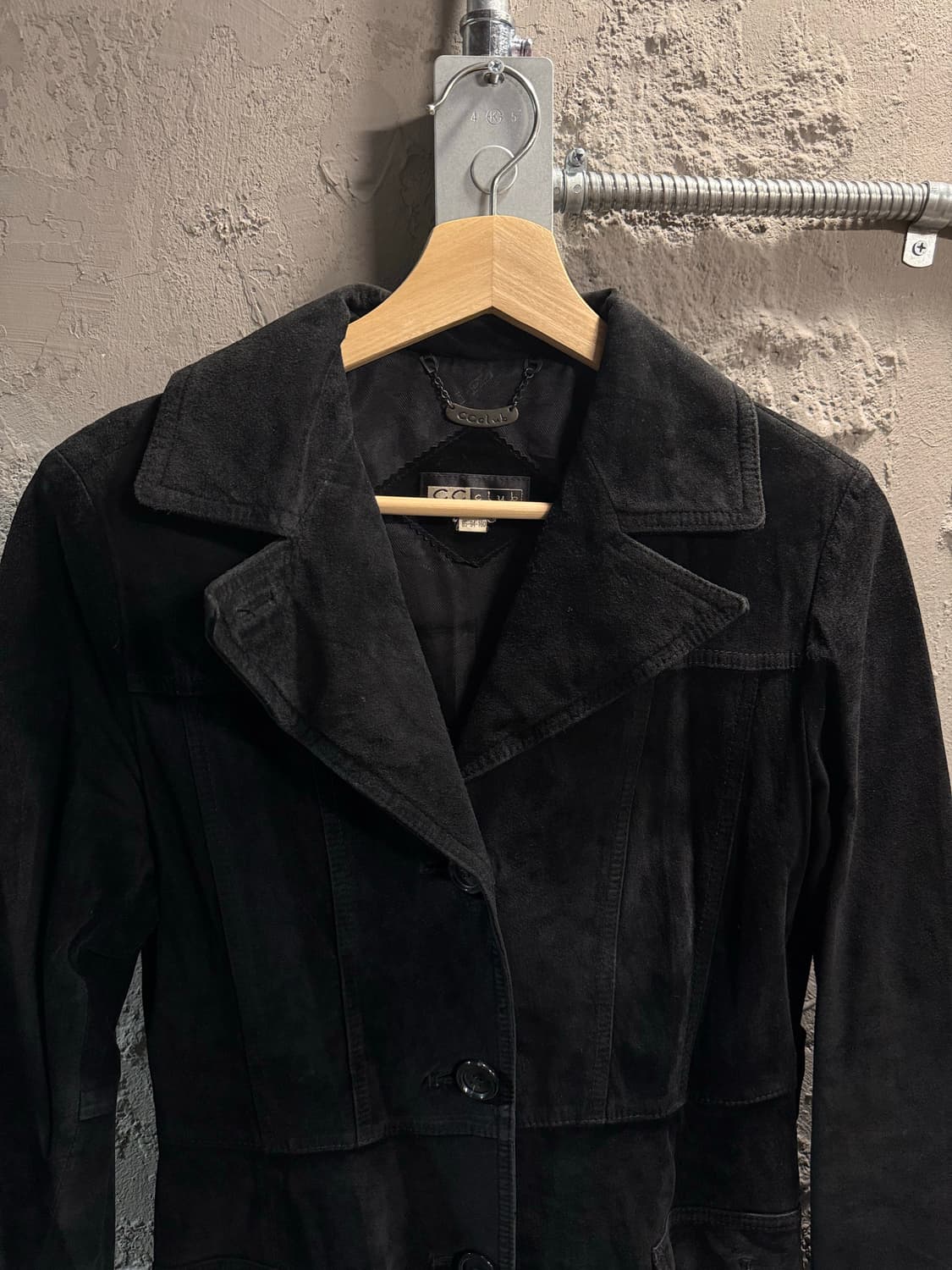 S 씨씨클럽 CC club 돈피 스웨이드 하프 코트 블랙 상품이미지4