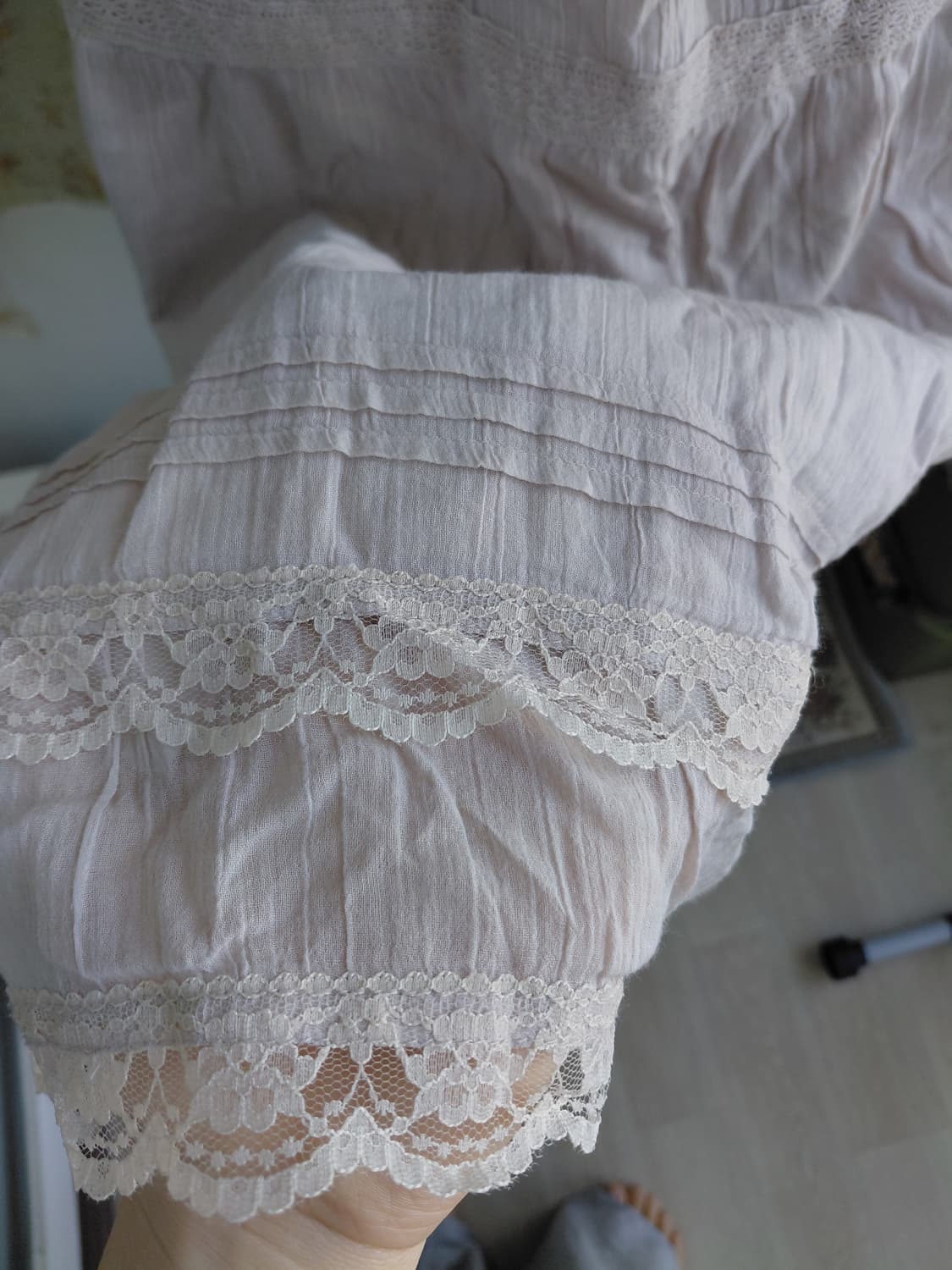 [빈티지] 레이스 캉캉 미디 스커트 아이보리 상품이미지3