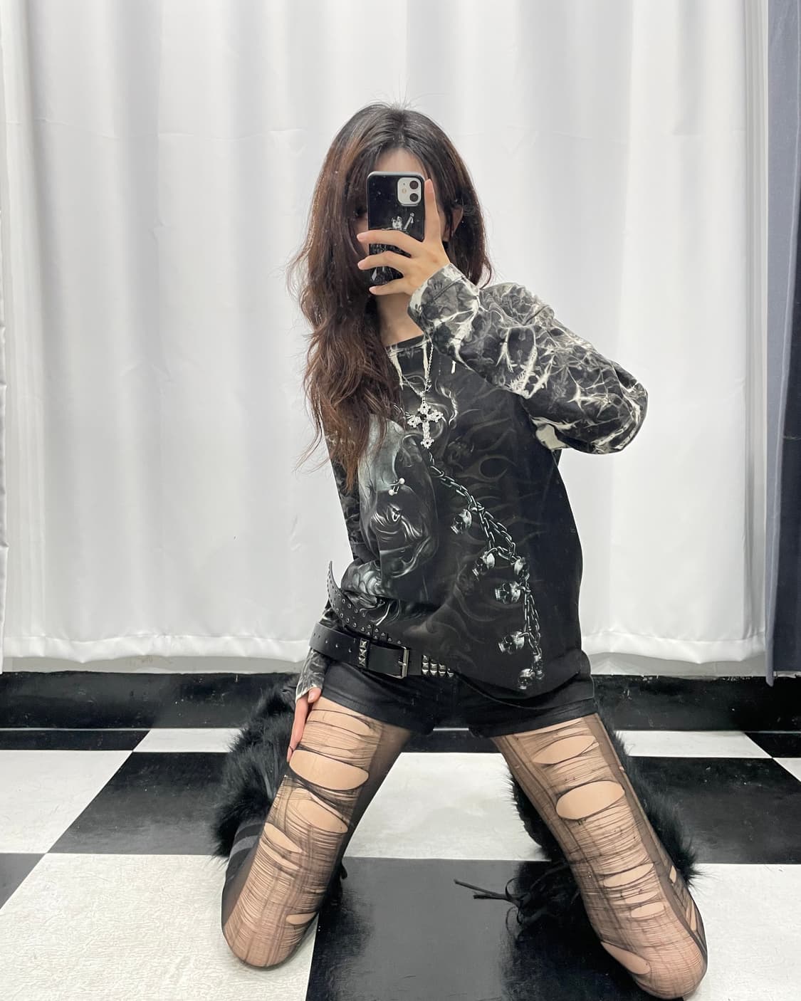 🎸블랙 스컬 프린팅 롱슬리브🎸 상품이미지4