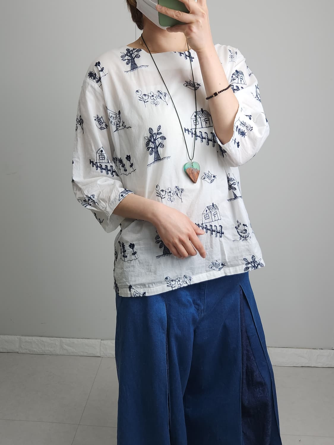 자수 패턴 블라우스 상품이미지3