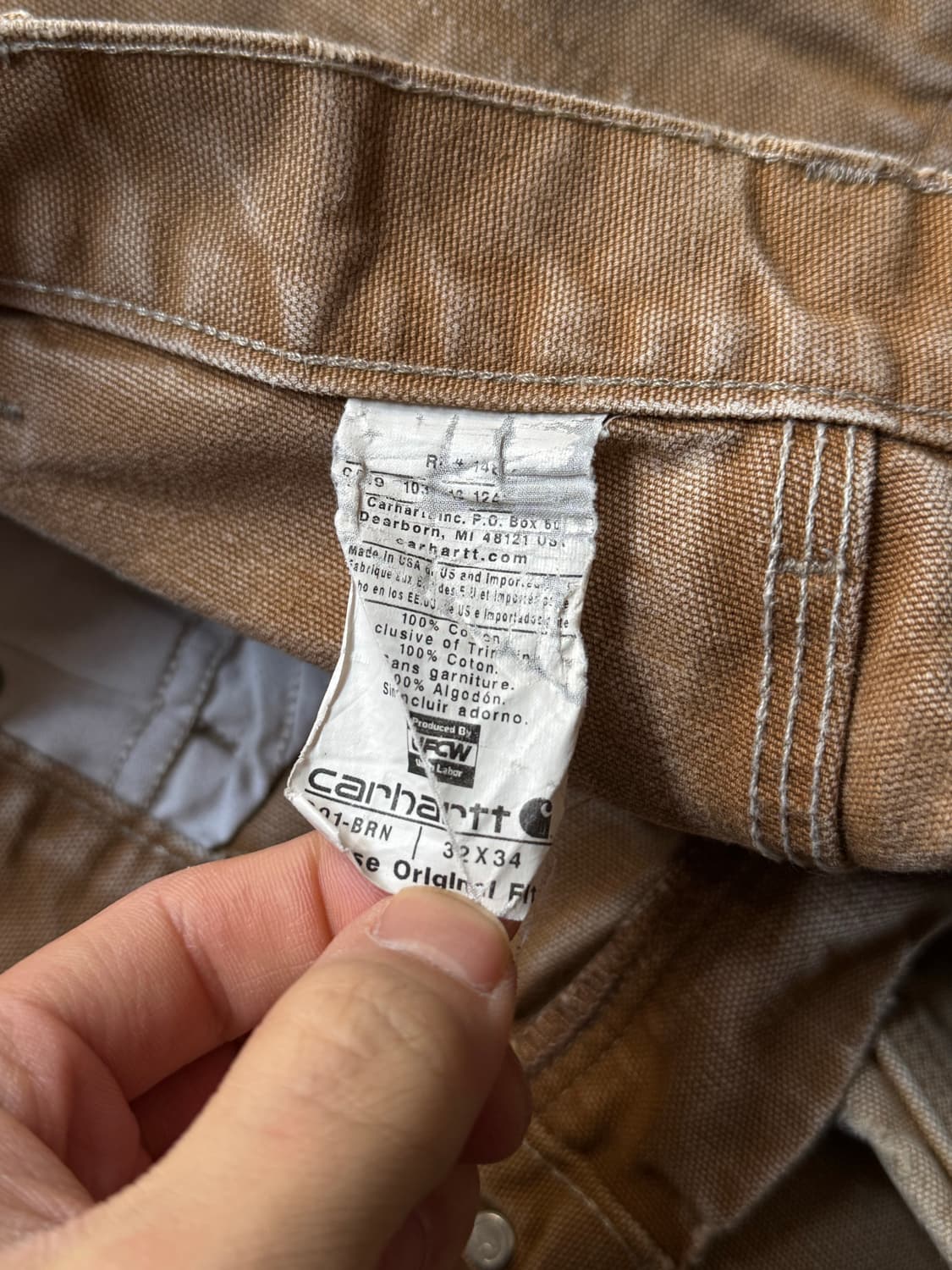 [32]칼하트 Made in USA 빈티지 페이딩 브라운 더블니 워크팬츠 상품이미지9