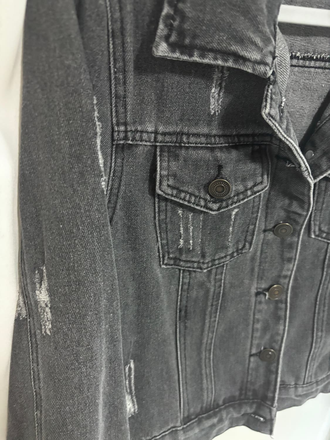 빈티지 락시크 펑크 그레이 데미지 데님 자켓 흑청 자켓 상품이미지3