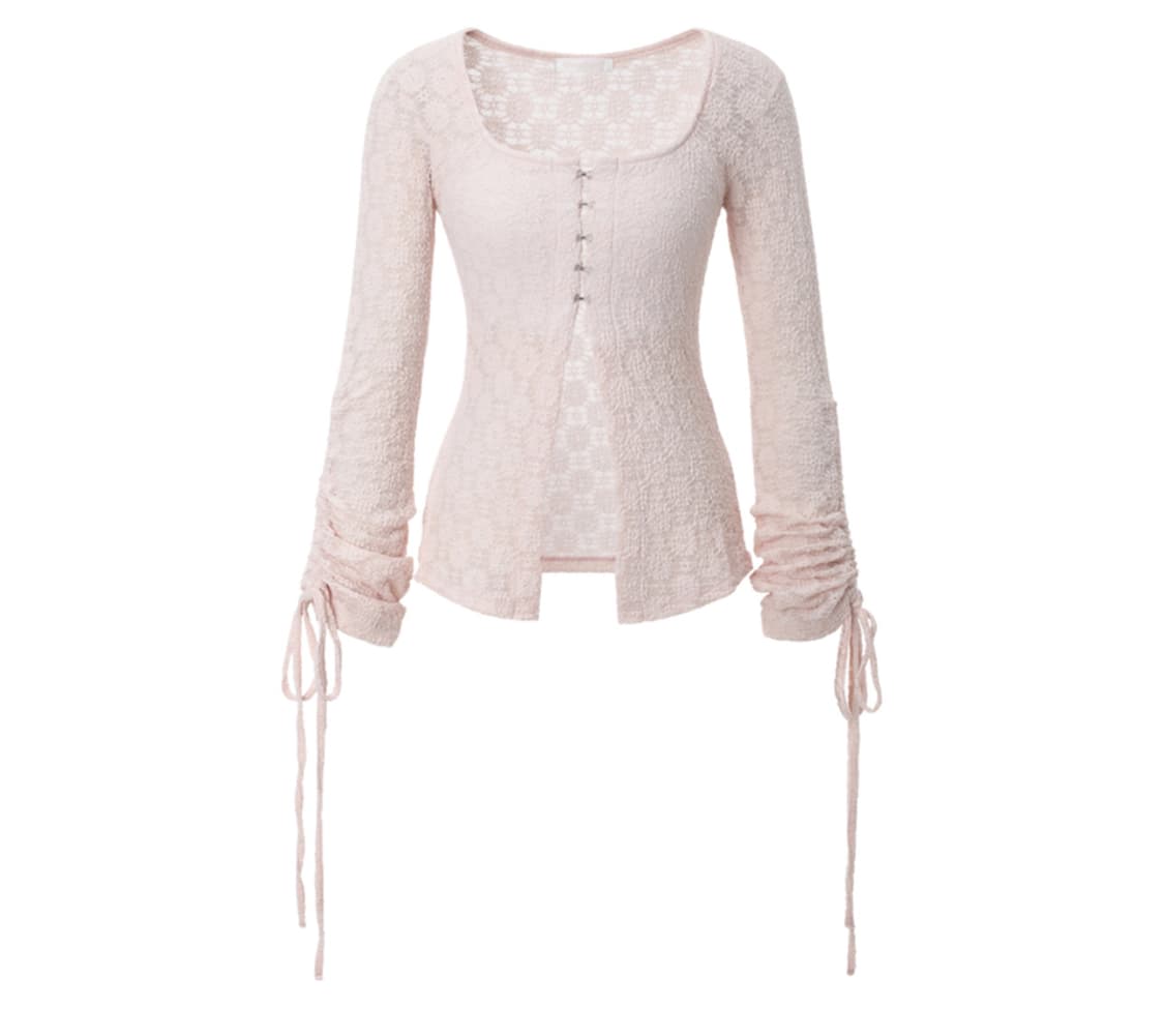 쓰리타임즈 포지 레이스 탑 핑크 상품이미지1