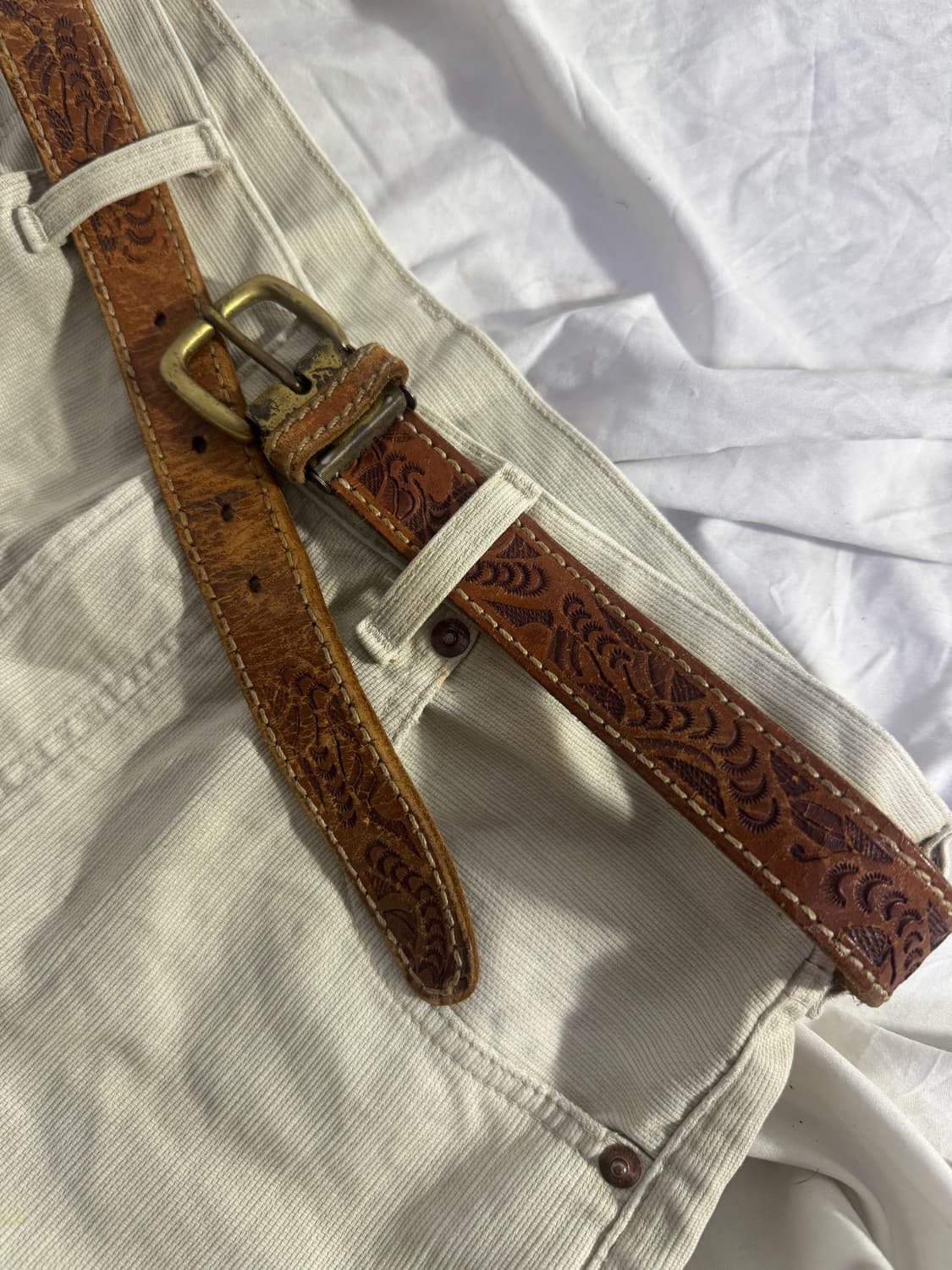 빈티지 카빙 레더 벨트 상품이미지3