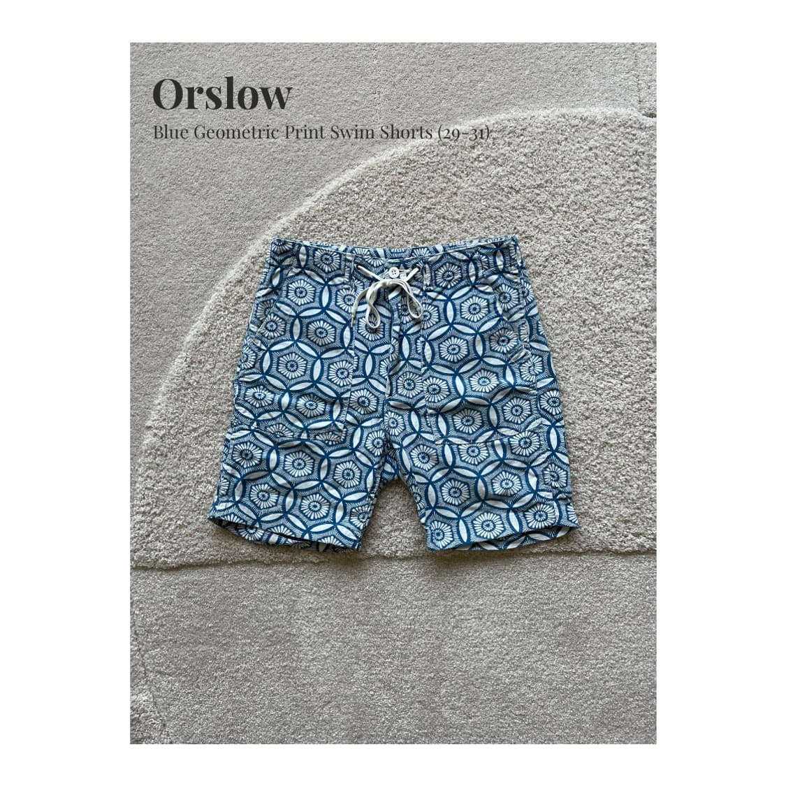 Orslow 블루 기하학 패턴 쇼츠 (29-31) 상품이미지1