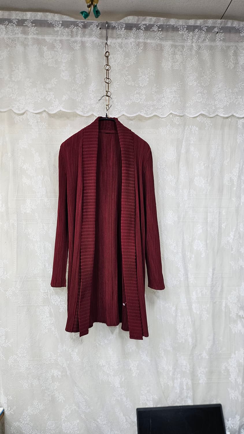 버건디  플리츠 주름 가디건  상품이미지1