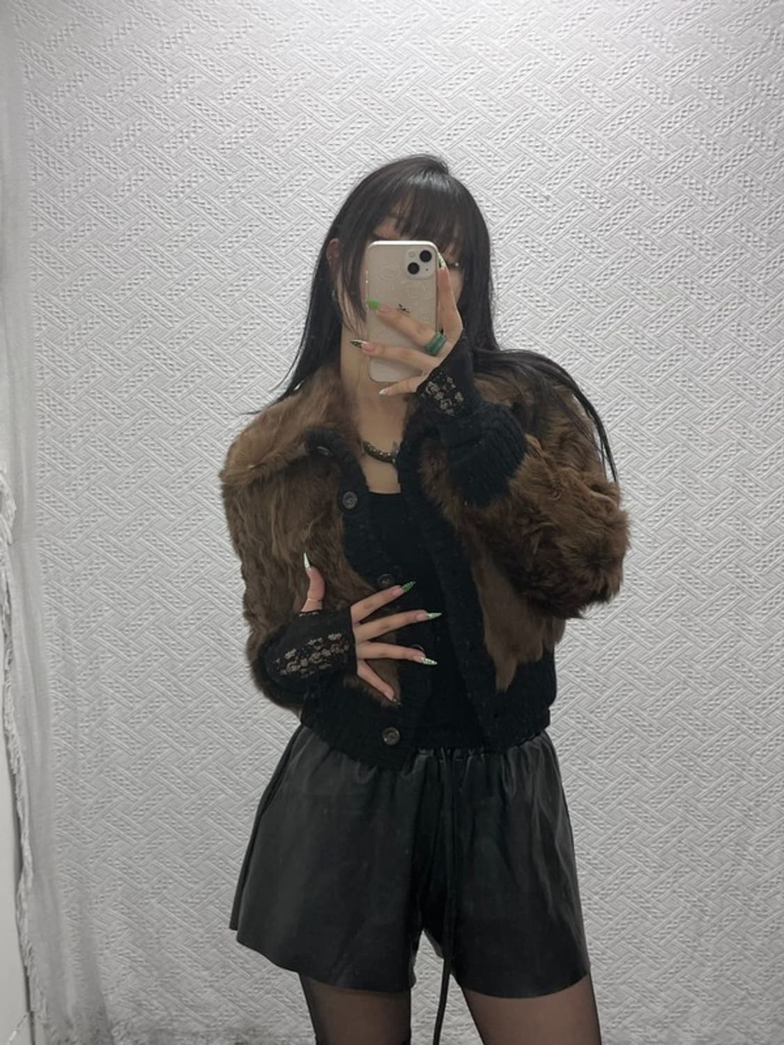 EMBA 일본빈티지 몹와이프코어 핀터감성 퍼 가디건 85 C09002 상품이미지1