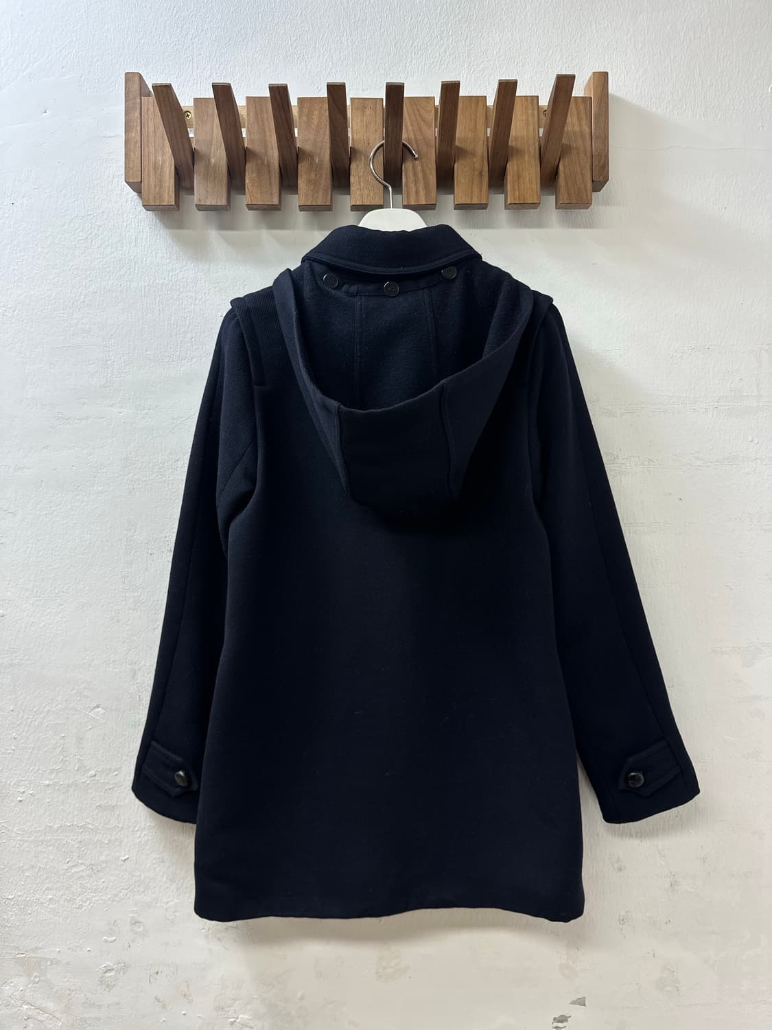 일본빈티지 울 100% 네이비 후드 코트  상품이미지3