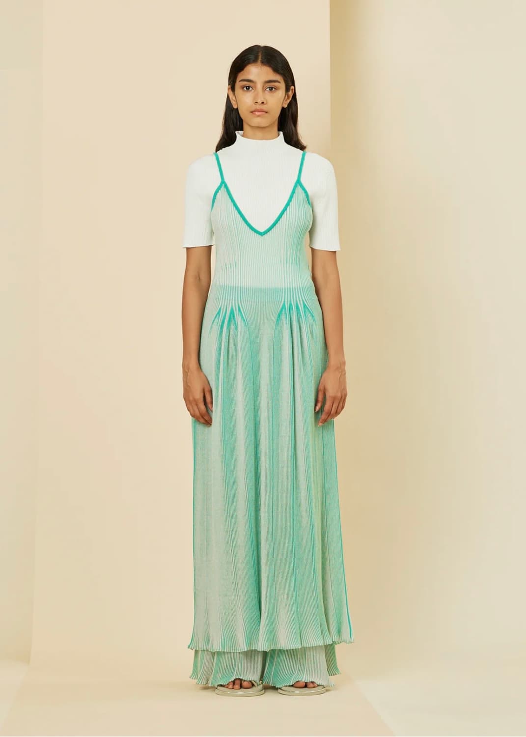 CFCL 민트색 플리츠 원피스 상품이미지1