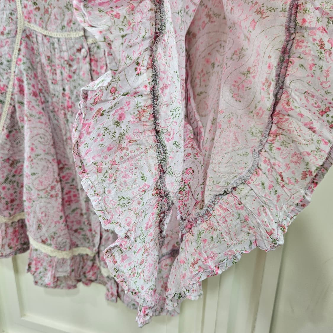 핑크 플라워 페이즐리 케이프블라우스 상품이미지4