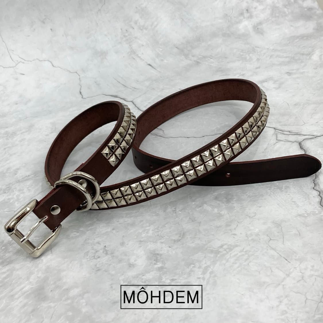 [Unisex] 락시크 스터드 웨스턴 가죽 벨트 브라운 상품이미지8