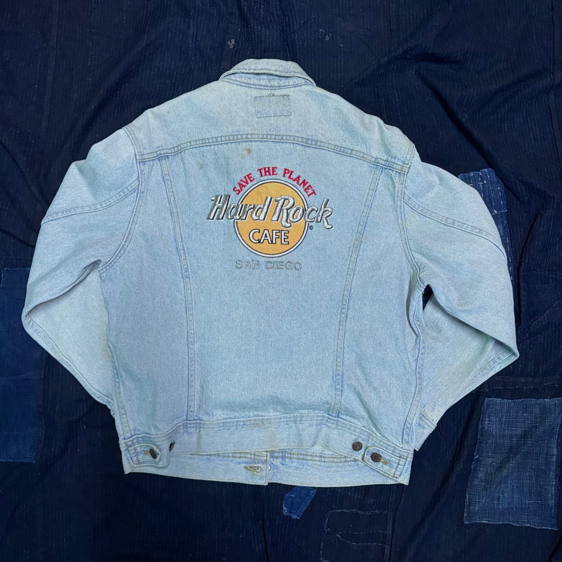 90's Lee x 하드록 카페 데님 트러커 자켓 M 상품이미지6