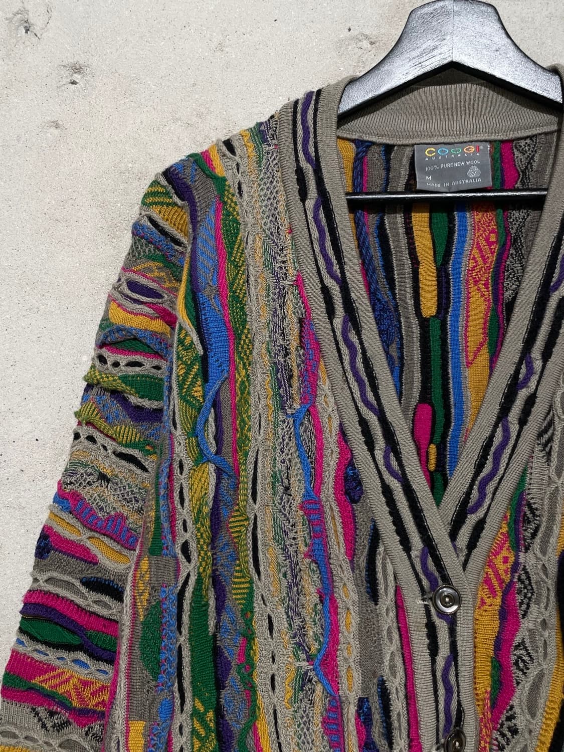 쿠지 오스트레일리아 믹스 케이블 울 가디건 상품이미지2