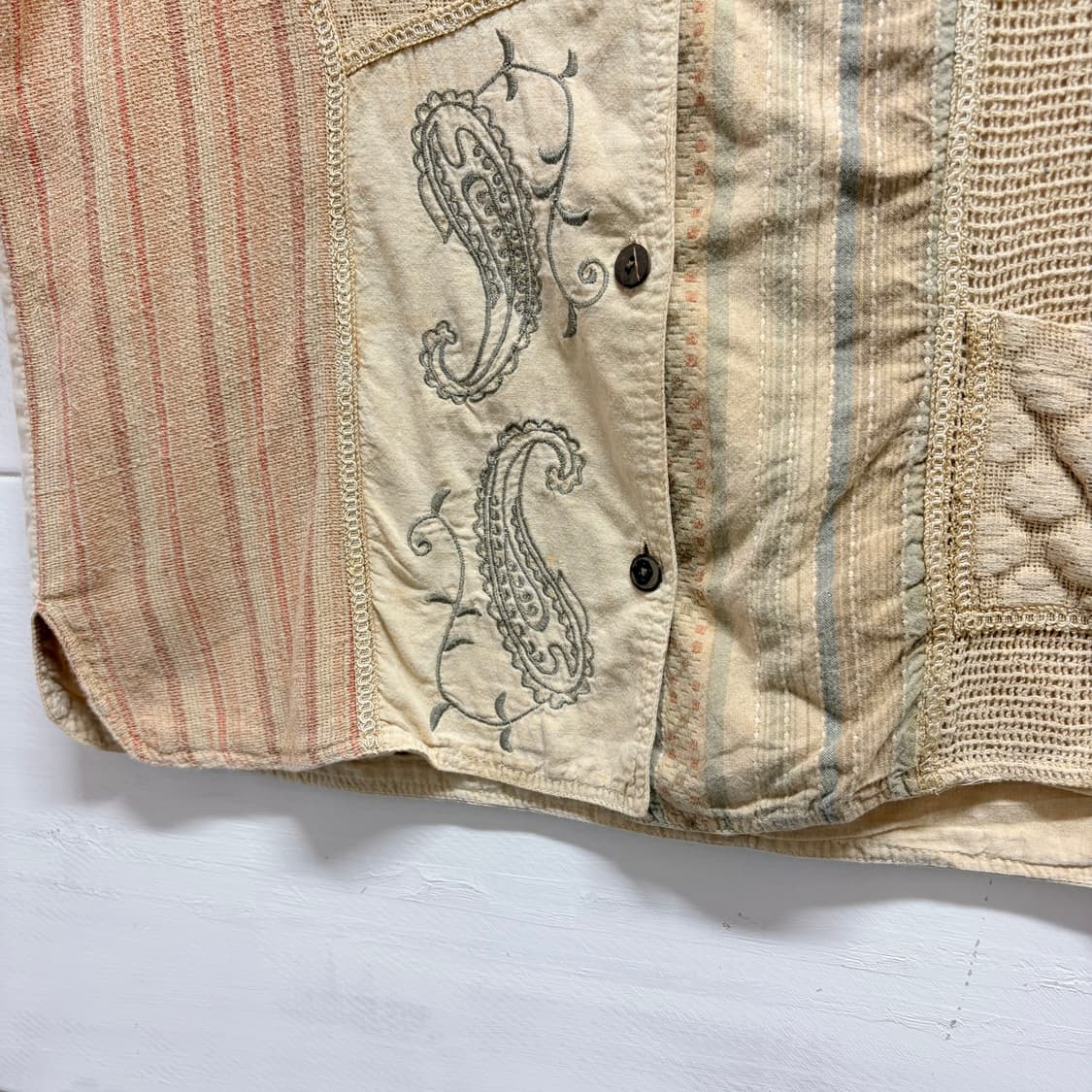 패턴 패치워크 에스닉 자수 빈티지 베스트 JPN 상품이미지3