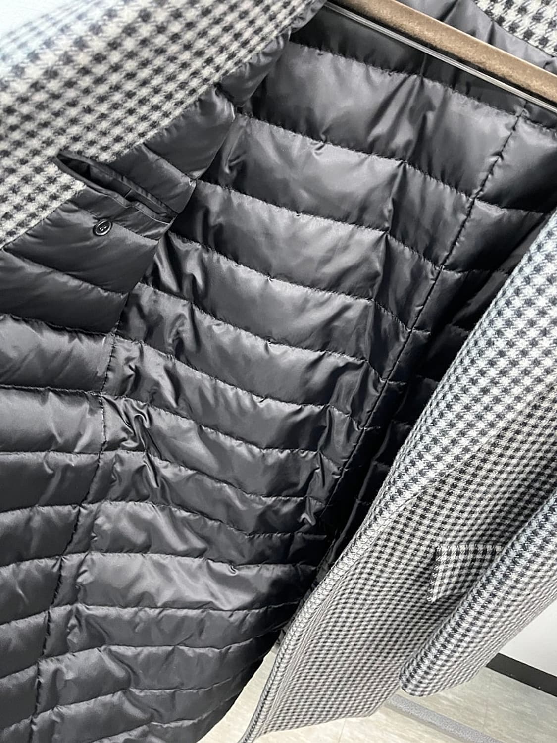 100) 산드로 구스 체크 울코트  상품이미지7