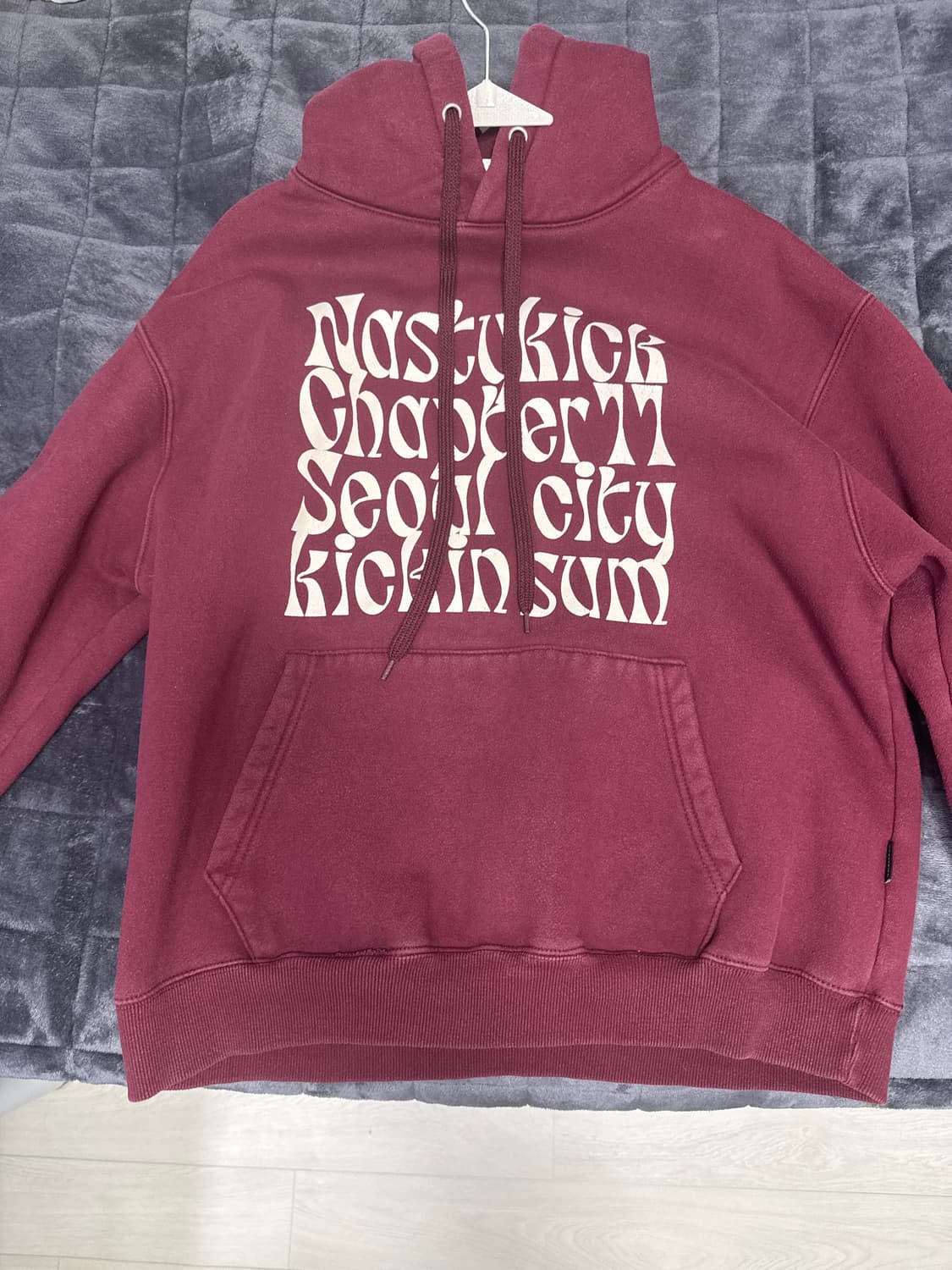버건디 색 후드티 상품이미지1