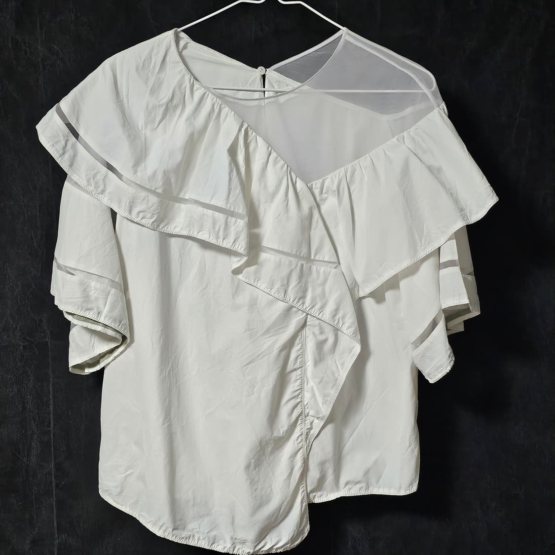 55~66한섬 타임  프릴 블라우스 F 화이트 상품이미지1