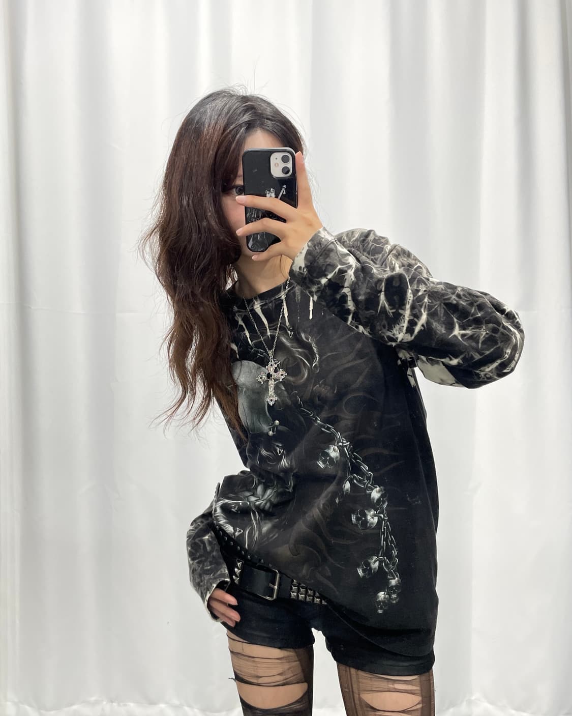 🎸블랙 스컬 프린팅 롱슬리브🎸 상품이미지1