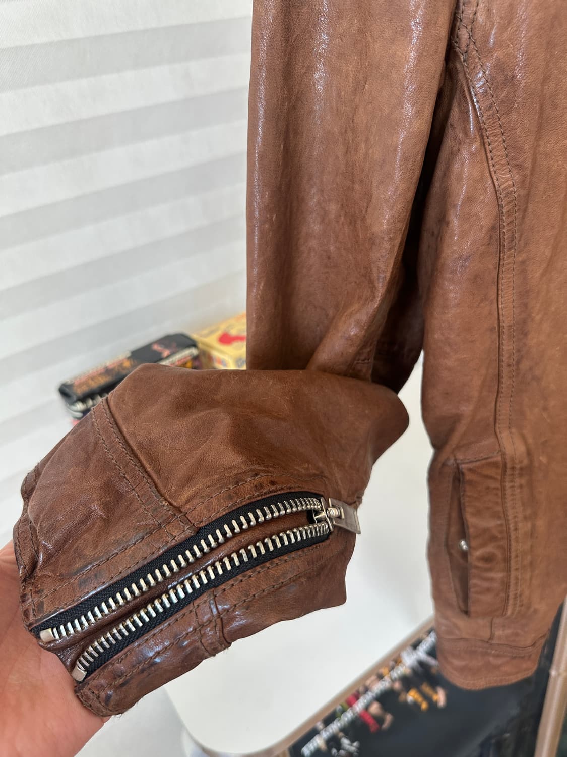 이태리 lambskin 싱글 집업 자켓 상품이미지4