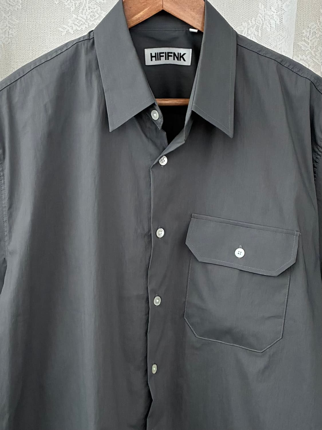 M) 하이파이펑크 포켓 릴렉스드 하프 셔츠 차콜 상품이미지4