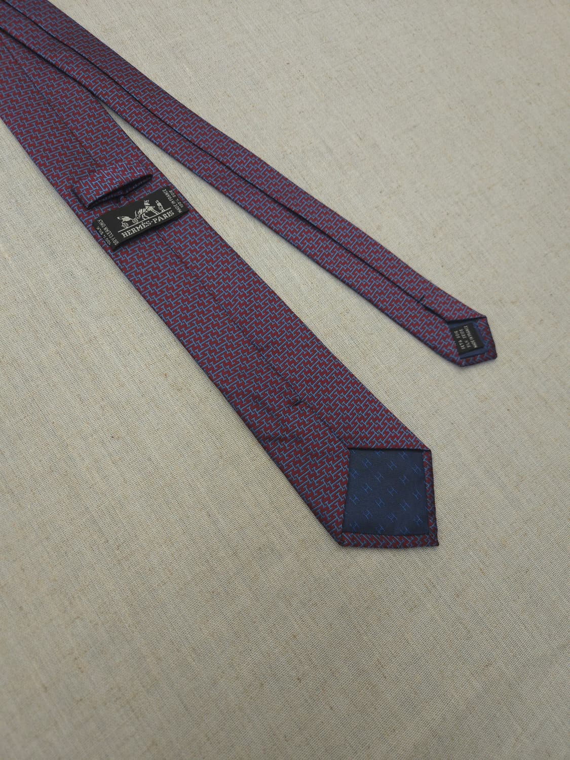 에르메스 H 로고 넥타이 버건디/블루 상품이미지3