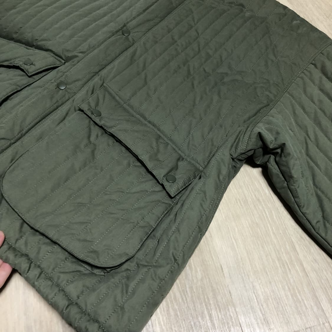 (105-110) 파머스 마켓 퀼티드 숏 피시테일 파카 올리브 숏 개파카 상품이미지2
