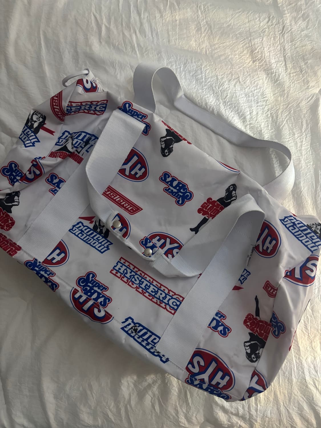 히스테릭글래머 로고 더플백 화이트 상품이미지1